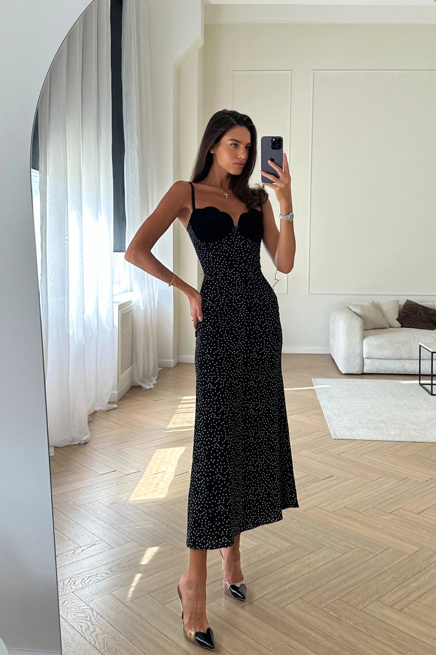 Aria - Vestido midi negro